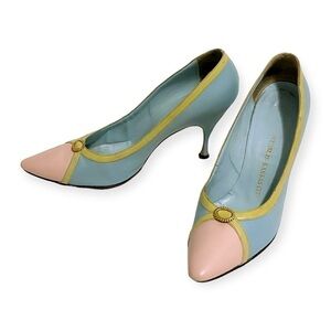 Vintage Herbert Levine pastel color block pumps, Size 6.5A